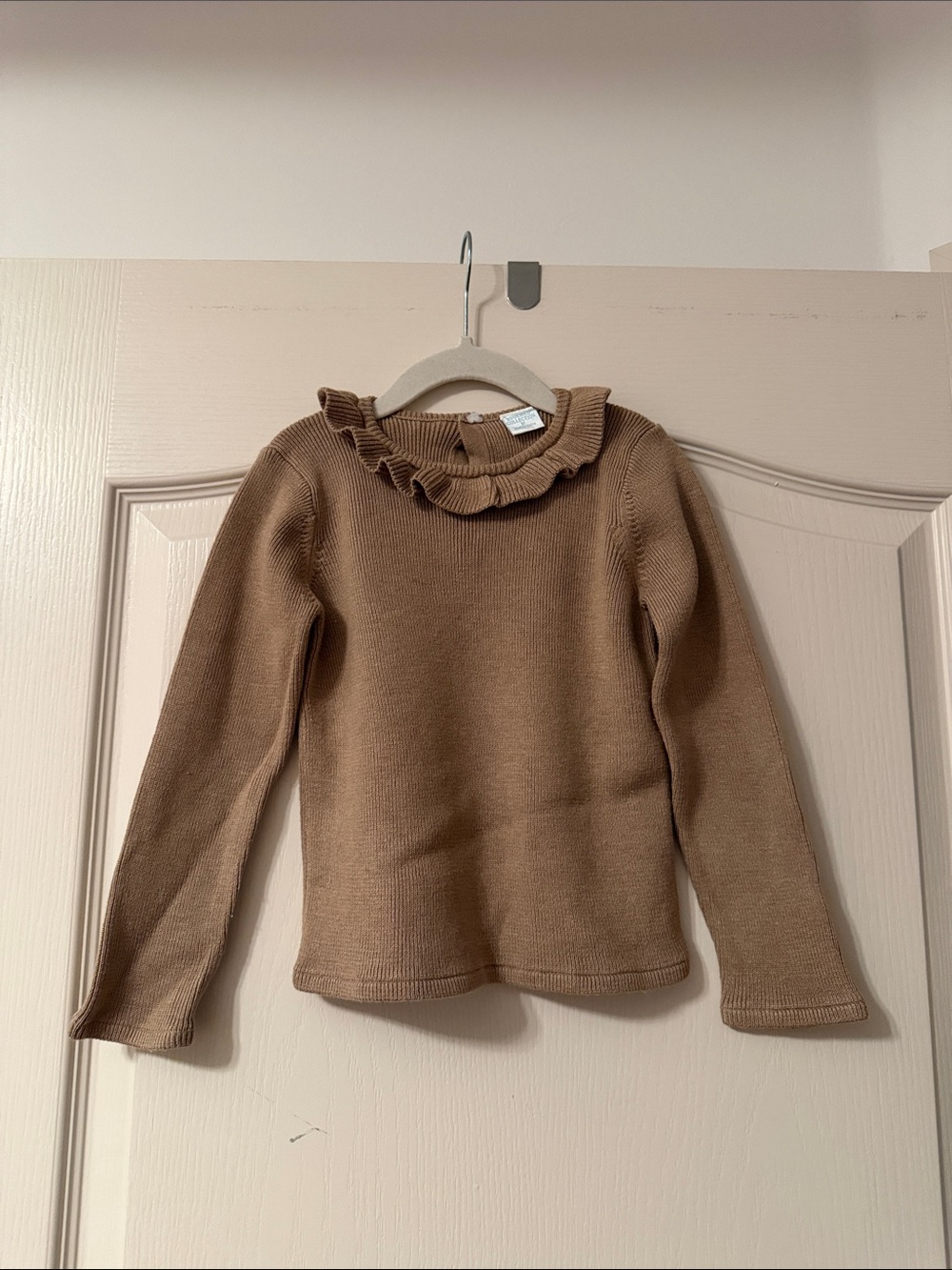 Edgehill Collection Brown Ruffle Collar Knit Sweater